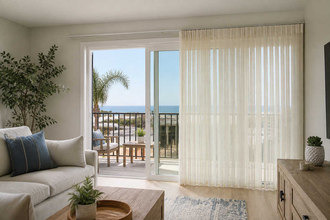 Planning image of a vertical sheer on a Redondo Beach balcony sliding door