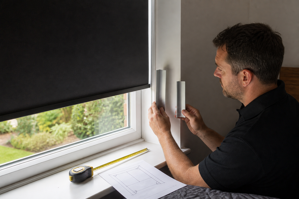 Window opening being measured for a compatible blackout light-blocking detail
