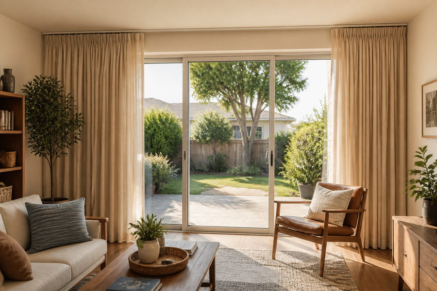 Curtains for backyard sliders in Lomita