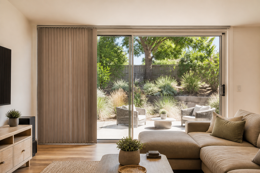 Family-room sliding-door shades in Rolling Hills Estates